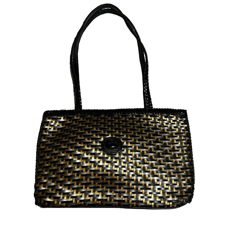 Duck Woven Gold and Brown Woven Ladies Shoulder Handbag Purse
